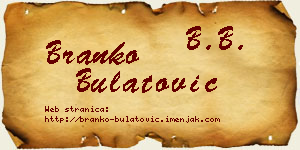 Branko Bulatović vizit kartica